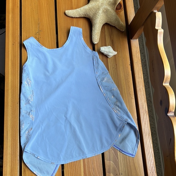 lululemon athletica Other - Lululemon 6 girls Ivivva running yoga tank top periwinkle and bronze feathers